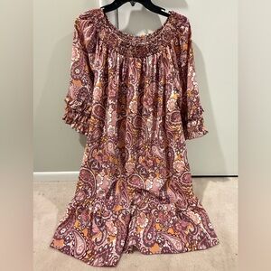 Bohemian Long Sleeve Paisley Dress